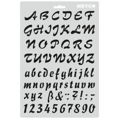 Accesorii creatie, sablon litere si cifre cursive, (H) caracter 25mm, A4 (31x21cm), plastic, Meyco