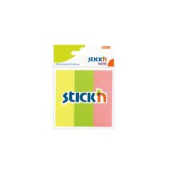 Index autoadeziv din hartie, 76x25mm, 3 culori neon x 50 file/set, Stick'n