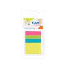 Index autoadeziv din hartie, 50x12mm + 50x38mm, 4 culori neon x 40 file/set, Stick'n