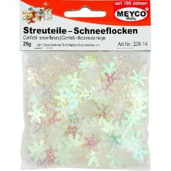 Accesorii creatie/decoratiuni Craciun, paiete/confetti fulgi de zapada, 20g, alb irizat, Meyco