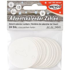 Accesorii creatie/decoratiuni Craciun, Advent Calendar 1-24, Ø 40mm, 24 buc/set, carton, Meyco
