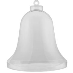 Accesorii plastic/decoratiuni Craciun, glob clopotel, 2 parti, 10cm (H), plastic, transparent, Meyco