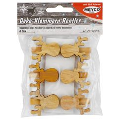 Carlige decorative din lemn, reni, 6 buc/set, Meyco
