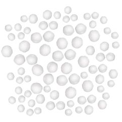 Pom Pom cu sclipici/simpli, dimensiuni diferite, 85 buc/set, alb, Dp Craft