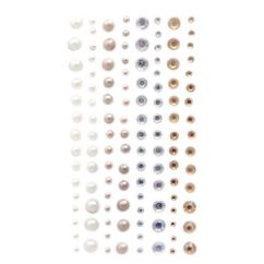 Strasuri/pietre si perle adezive, Ø 3/4/5/6mm, 120 buc/set, nature tones, Dp Craft