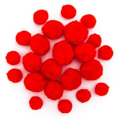 Pom Pom, dimensiuni diferite, 24 buc/set, rosu, Dp Craft