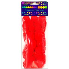 Pom Pom, dimensiuni diferite, 24 buc/set, rosu, Dp Craft