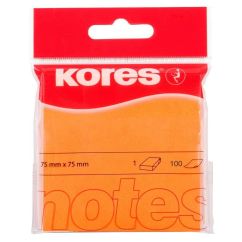 Notes autoadeziv, 75x75mm, 100 file/set, portocaliu neon, Kores