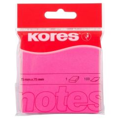 Notes autoadeziv, 75x75mm, 100 file/set, roz neon, Kores