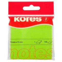 Notes autoadeziv, 75x75mm, 100 file/set, verde neon, Kores