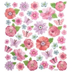 Stickere/abtibilduri cu sclipici, flori, 46 buc/set, Dp Craft