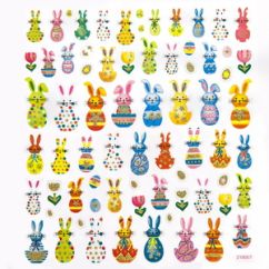 Stickere/abtibilduri cu sclipici, iepurasi de Paste, 71 buc/set, Dp Craft