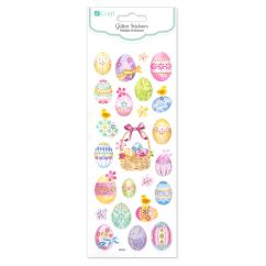 Stickere/abtibilduri cu sclipici, oua de Paste, 24 buc/set, Dp Craft