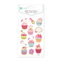Stickere/abtibilduri din spuma, prajiturele, 12 buc/set, Dp Craft