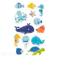 Stickere/abtibilduri din spuma, animale marine, 13 buc/set, Dp Craft
