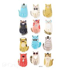 Stickere/abtibilduri din spuma, pisici, 12 buc/set, Dp Craft