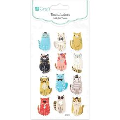 Stickere/abtibilduri din spuma, pisici, 12 buc/set, Dp Craft