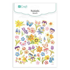 Stickere/abtibilduri, flori de primavara, 35 buc/set, Dp Craft