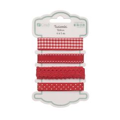 Panglica decorativa, 6 modele x 2m/set, red basics, Dp Craft
