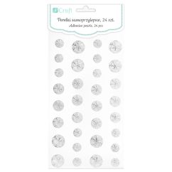 Strasuri/pietre adezive, fulgi de zapada, Ø 8/10/12mm, 32 buc/set, ivoire iridiscent, Dp Craft