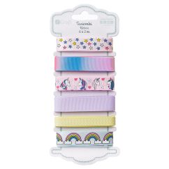 Panglica decorativa, 6 modele x 2m/set, rainbow, Dp Craft