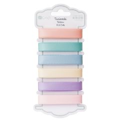 Panglica decorativa din satin, 6 modele x 2m/set, pastels, Dp Craft