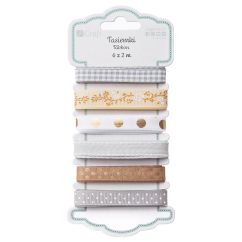 Panglica decorativa, 6 modele x 2m/set, neutrals, Dp Craft