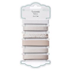 Panglica decorativa, 6 modele x 2m/set, linen, Dp Craft