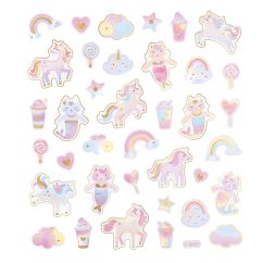 Stickere/abtibilduri, unicorni si pisici de mare, 38 buc/set, Dp Craft
