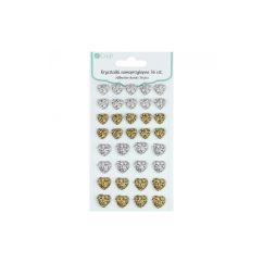 Strasuri/pietre adezive, inimi, Ø 10/12mm, 36 buc/set, argintiu/auriu, Dp Craft