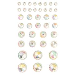 Strasuri/pietre adezive, 16x6/10x10/8x12/6x16mm, 40 buc/set, cristal iridiscent, Dp Craft
