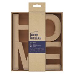 Litere decorative 3D - HOME, (H) 10cm, 4 litere/set, maro, Bare Basics Papermania