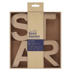 Litere decorative 3D - STAR, (H) 10cm, 4 litere/set, maro, Bare Basics Papermania