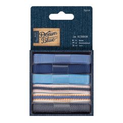 Panglica decorativa, 6 modele x 1m/set, Denim Blue, Papermania