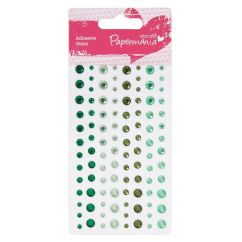 Strasuri/pietre adezive, diferite dimensiuni, 104 buc/set, verde, Papermania