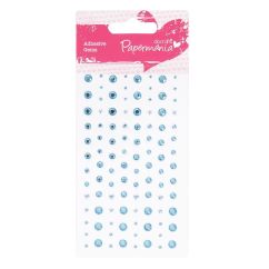 Strasuri/pietre adezive, diferite dimensiuni, 104 buc/set, bleu, Papermania