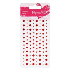Strasuri/pietre adezive, diferite dimensiuni, 104 buc/set, rosu, Papermania