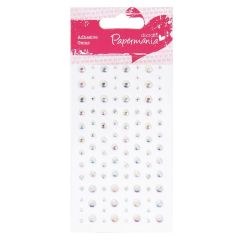 Strasuri/pietre adezive, diferite dimensiuni, 104 buc/set, cristal, Papermania