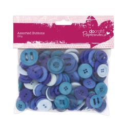 Nasturi decorativi din plastic, diferite modele si dimensiuni, 250 g/set, albastru, Papermania