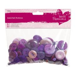Nasturi decorativi din plastic, diferite modele si dimensiuni, 250 g/set, violet, Papermania