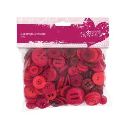 Nasturi decorativi din plastic, diferite modele si dimensiuni, 250 g/set, rosu, Papermania