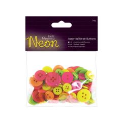 Nasturi decorativi din plastic, diferite modele si dimensiuni, 50 g/set, neon, Papermania