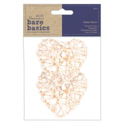 Inimi din ratan, 85mm, 2 buc/set, alb, Bare Basics Papermania