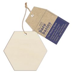 Forme decorative din lemn - hexagon, cu agatatoare, natur, Bare Basics Papermania