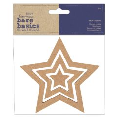 Forme decorative din MDF - stele, 3 buc/set, maro, Bare Basics Papermania