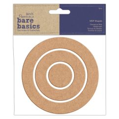 Forme decorative din MDF - cercuri, 3 buc/set, maro, Bare Basics Papermania