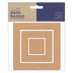Forme decorative din MDF - patrate, 3 buc/set, maro, Bare Basics Papermania