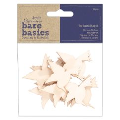 Forme decorative din lemn - pasari colibri, 12 buc/set, natur, Bare Basics Papermania