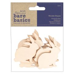 Forme decorative din lemn - iepuri, 12 buc/set, natur, Bare Basics Papermania