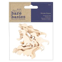 Forme decorative din lemn - dinosauri T-Rex, 12 buc/set, natur, Bare Basics Papermania